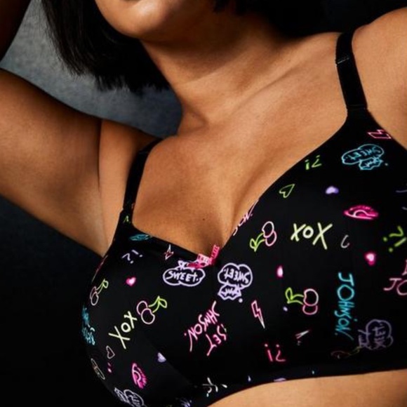 Torrid Betsey Johnson Neon Dream 360 Back Smoothing Lightly Wire Free Bra 44B - Picture 2 of 4